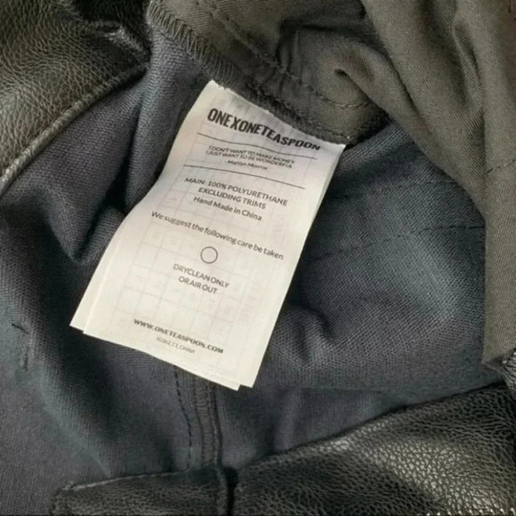 One Teaspoon Faux Leather Pants Leggings Black Skinny Straight Leg slit knee S - Picture 9 of 16